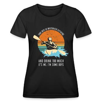 Certains garçons font du kayak en eau vive et boivent beaucoup - T-shirt sport Femme - noir - Devant - AI Model Female 172 light (172cm)