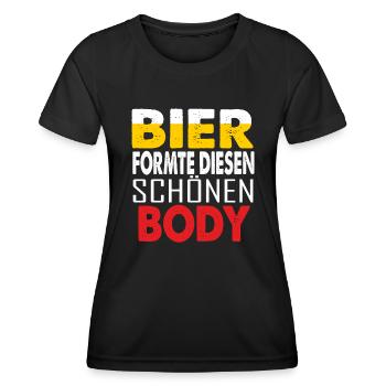 Bier formte diesen schönen body Biertrinker kostüm - Frauen Funktions-T-Shirt - Schwarz - Vorne - AI Model Female 172 light (172cm)