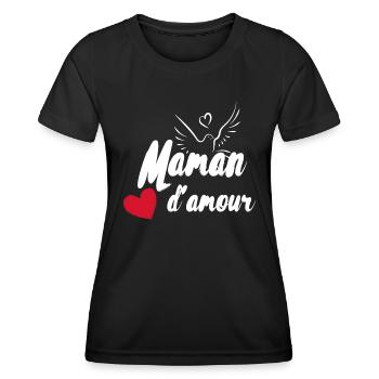 Maman d'amour - T-shirt sport Femme - noir - Devant - AI Model Female 172 light (172cm)