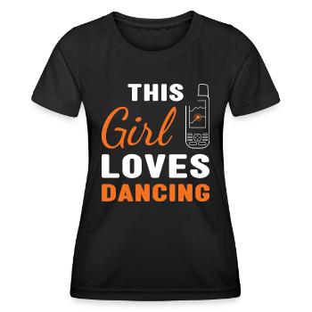 Geocacher This Girl Loves Geocaching - Women's Functional T-Shirt - black - Front - AI Model Female 172 light (172cm)