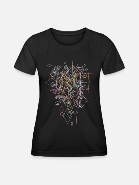 Abstrakt Grafik "Karo" - Frauen Funktions-T-Shirt - Schwarz