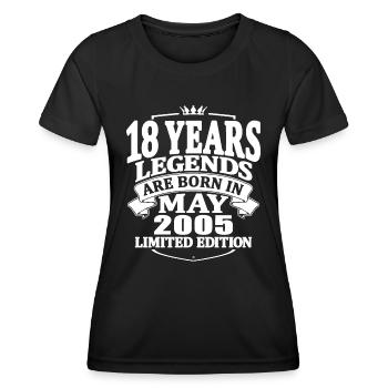 18 years old - legends are born in mai 2005 - Women's Functional T-Shirt - black - Front - AI Model Female 172 light (172cm)