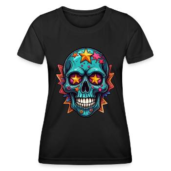 Bright Colorful Colored Skull - Women's Functional T-Shirt - black - Front - AI Model Female 172 light (172cm)