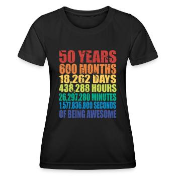 Drôle de cadeau d’anniversaire de 50e anniversaire, compte à rebours d’âge - T-shirt sport Femme - noir - Devant - AI Model Female 172 light (172cm)