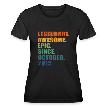 8th Birthday, October 2015, 8 Year Anniversary - Women's Functional T-Shirt - black - Front - AI Model Female 172 light (172cm)