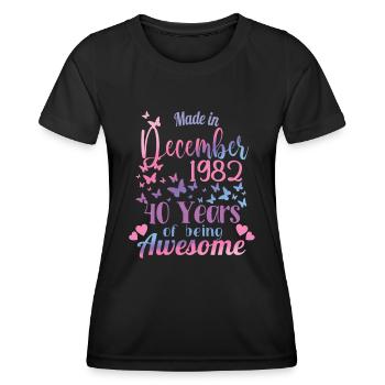 40th Birthday December 1982 Women 40 Years Old - Women's Functional T-Shirt - black - Front - AI Model Female 172 light (172cm)