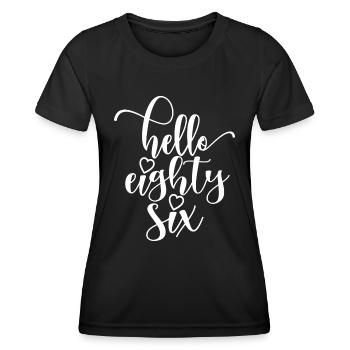 Bonjour Eighty Six Mignon 86 ans Anniversaire - T-shirt sport Femme - noir - Devant - AI Model Female 172 light (172cm)