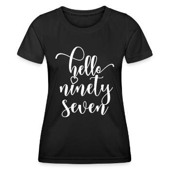 Bonjour Quatre-vingt-dix-sept mignons anniversaire de 97 ans - T-shirt sport Femme - noir - Devant - AI Model Female 172 light (172cm)