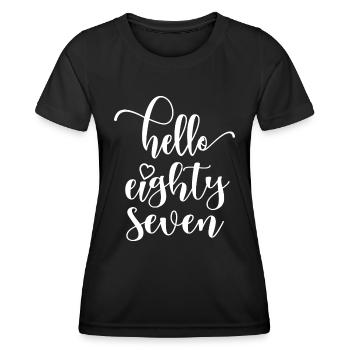 Hello Eighty Seven Cute 87 Years Old Birthday - Women's Functional T-Shirt - black - Front - AI Model Female 172 light (172cm)
