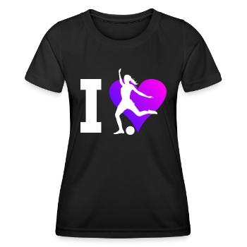 Fussball Fussballspielen Fussballspieler Damen - Frauen Funktions-T-Shirt - Schwarz - Vorne - AI Model Female 172 light (172cm)
