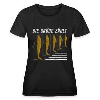 Die Größe Zählt - Lustiger Angelspruch Gummfische - Frauen Funktions-T-Shirt - Schwarz - Vorne - AI Model Female 172 light (172cm)