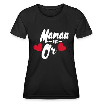 Maman en or - T-shirt sport Femme - noir - Devant - AI Model Female 172 light (172cm)