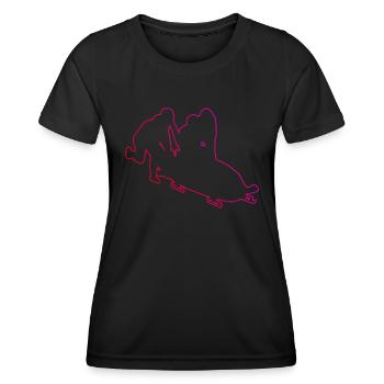 Bob fahren Zweierbob Bobsport Herren Bob Bobbahn - Frauen Funktions-T-Shirt - Schwarz - Vorne - AI Model Female 172 light (172cm)