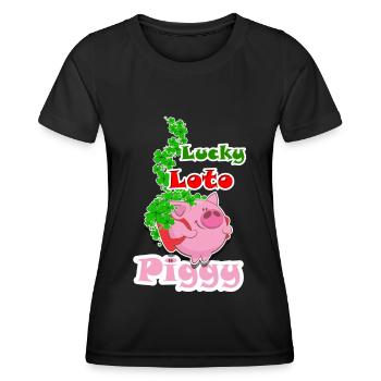 Lucky LOTO piggy - T-shirt sport Femme - noir - Devant - AI Model Female 172 light (172cm)