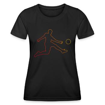 Fussball Football Fussballspiel Fussballspielen - Frauen Funktions-T-Shirt - Schwarz - Vorne - AI Model Female 172 light (172cm)