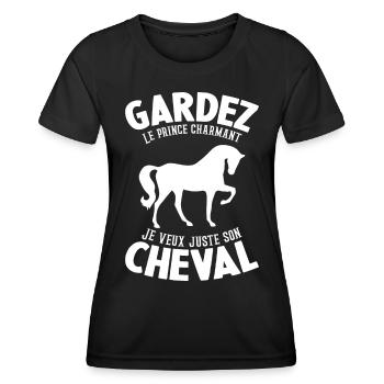 Gardez Le Prince Charmant Je Veux Juste Son Cheval - T-shirt sport Femme - noir - Devant - AI Model Female 172 light (172cm)