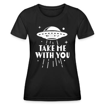 Nimm mich mit - Frauen Funktions-T-Shirt - Schwarz - Vorne - AI Model Female 172 light (172cm)