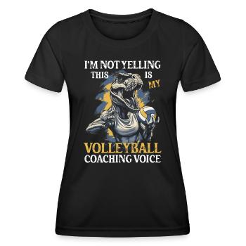 Volleyballtrainer Geschenk Volleyball T-Rex - Frauen Funktions-T-Shirt - Schwarz - Vorne - AI Model Female 172 light (172cm)