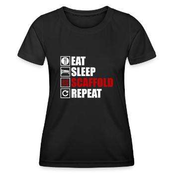 Manger, dormir, construire des échafaudages - T-shirt sport Femme - noir - Devant - AI Model Female 172 light (172cm)