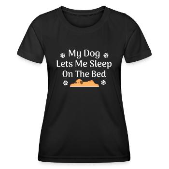 Mon chien me laisse dormir sur le lit les amoureux des chiens - T-shirt sport Femme - noir - Devant - AI Model Female 172 light (172cm)