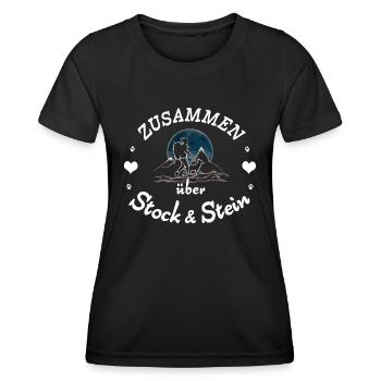 Frau wandert mit Hund - Frauen Funktions-T-Shirt - Schwarz - Vorne - AI Model Female 172 light (172cm)