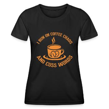 Je cours sur le chaos du café et les réprimandes - T-shirt sport Femme - noir - Devant - AI Model Female 172 light (172cm)