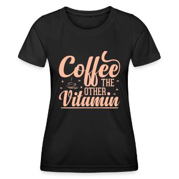 Kaffee Das Andere Vitamin - Lustiger Kaffee - Frauen Funktions-T-Shirt - Schwarz - Vorne - AI Model Female 172 light (172cm)