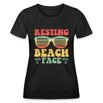 Ruhendes Strandgesicht - Sommerferien - Frauen Funktions-T-Shirt - Schwarz - Vorne - AI Model Female 172 light (172cm)