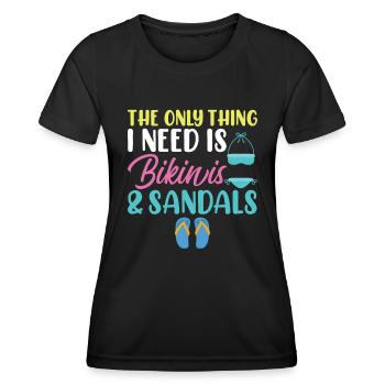 La seule chose dont j’ai besoin, bikini et sandales - T-shirt sport Femme - noir - Devant - AI Model Female 172 light (172cm)