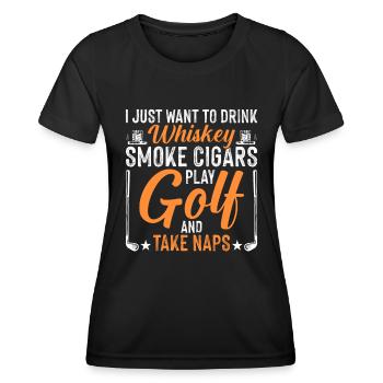 Ich möchte Trinken Rauchen Golfen Und Schlafen - Frauen Funktions-T-Shirt - Schwarz - Vorne - AI Model Female 172 light (172cm)