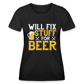 I will fix stuff for beer - craftsmen - Women's Functional T-Shirt - black - Front - AI Model Female 172 light (172cm)