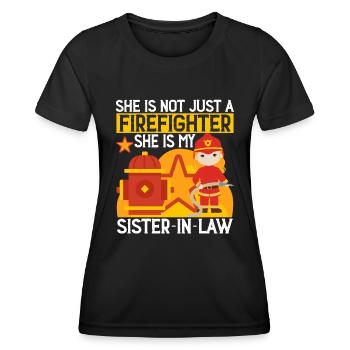 She is not just a firefighter - fire brigade - Women's Functional T-Shirt - black - Front - AI Model Female 172 light (172cm)