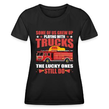 Einige Von Uns Sind Mit Feuerwehrauto Aufgewachsen - Frauen Funktions-T-Shirt - Schwarz - Vorne - AI Model Female 172 light (172cm)