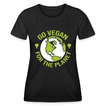 Devenez végétalien pour la planète - Activiste - T-shirt sport Femme - noir - Devant - AI Model Female 172 light (172cm)