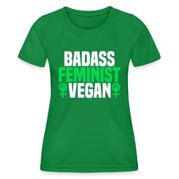 Badass Feminist Vegan - Vegan Activist - Women's Functional T-Shirt - kelly green - Front - AI Model Female 172 dark (172cm)