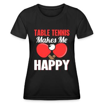 Le tennis de table me rend heureux - Ping Pong - T-shirt sport Femme - noir - Devant - AI Model Female 172 light (172cm)