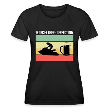 Jet Ski + Bière = Journée parfaite - T-shirt sport Femme - noir - Devant - AI Model Female 172 light (172cm)