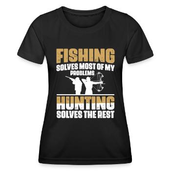 Fishing solves most of my problems hunting - Women's Functional T-Shirt - black - Front - AI Model Female 172 light (172cm)