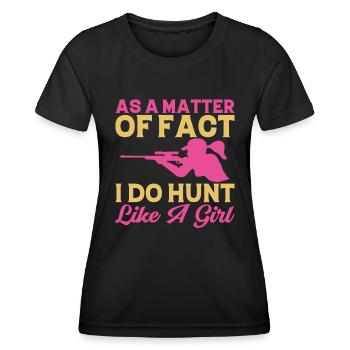 En fait, je chasse comme une fille - T-shirt sport Femme - noir - Devant - AI Model Female 172 light (172cm)