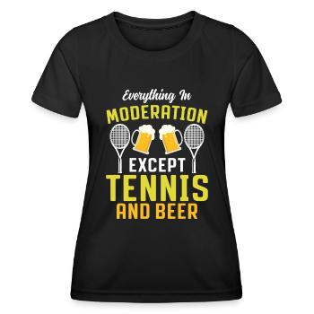 Alles In Maßen Außer Tennis Und Bier - Frauen Funktions-T-Shirt - Schwarz - Vorne - AI Model Female 172 light (172cm)