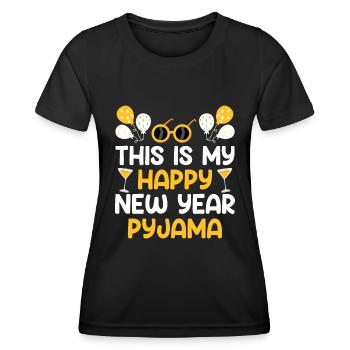 Ceci est mon pyjama Happy New Year - T-shirt sport Femme - noir - Devant - AI Model Female 172 light (172cm)
