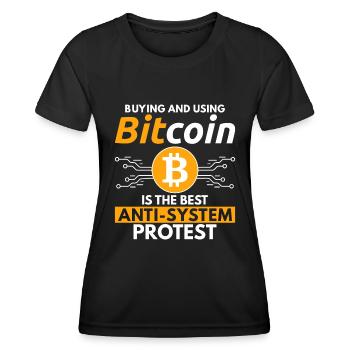 Der Kauf Und Die Verwendung Von Bitcoin - Frauen Funktions-T-Shirt - Schwarz - Vorne - AI Model Female 172 light (172cm)