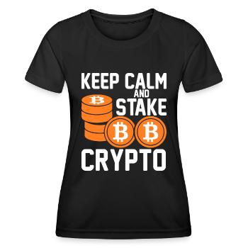 Ruhig Bleiben Und Auf Krypto Setzen - Frauen Funktions-T-Shirt - Schwarz - Vorne - AI Model Female 172 light (172cm)