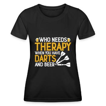 Qui a besoin d’une thérapie si vous avez des fléchettes et de la bière - T-shirt sport Femme - noir - Devant - AI Model Female 172 light (172cm)