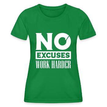 No more excuses Commitment - Motivation - Women's Functional T-Shirt - kelly green - Front - AI Model Female 172 dark (172cm)