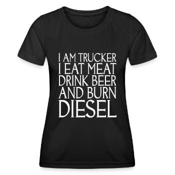 Je suis camionneur Je mange de la viande Je bois de la bière - T-shirt sport Femme - noir - Devant - AI Model Female 172 light (172cm)