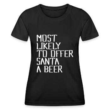 Offering Santa Claus a beer - Women's Functional T-Shirt - black - Front - AI Model Female 172 light (172cm)