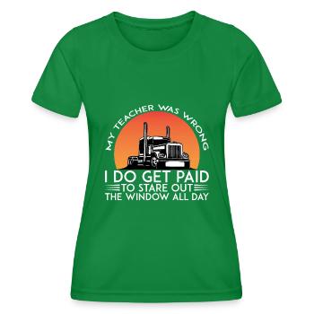 Mein Lehrer Hat Sich Geirrt Ich Werde Fürs Starren - Frauen Funktions-T-Shirt - Kelly Green - Vorne - AI Model Female 172 dark (172cm)