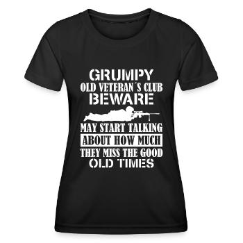Old Veteran's Club Caution Can Talk - Women's Functional T-Shirt - black - Front - AI Model Female 172 light (172cm)