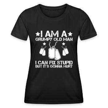 I'm a grumpy old man - veteran - Women's Functional T-Shirt - black - Front - AI Model Female 172 light (172cm)